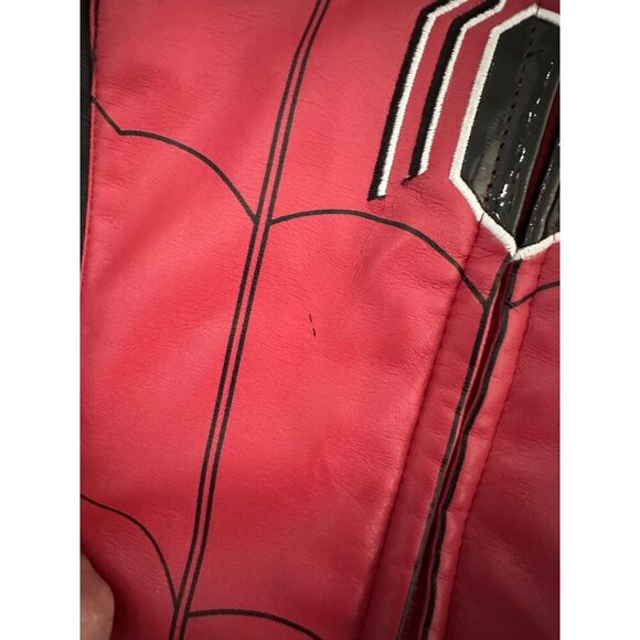 Disney x Marvel Spiderman Toddler Kids Size 7/8 Moto Jacket Red Black Full Zip - Picture 5 of 5